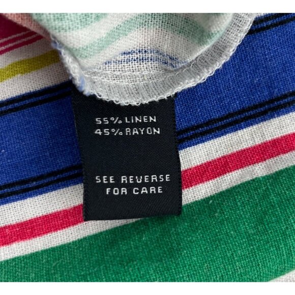 MSK Colorful Striped Women's Dress size Large Linen & Rayon Sleeveless Summer - Picture 5 of 6